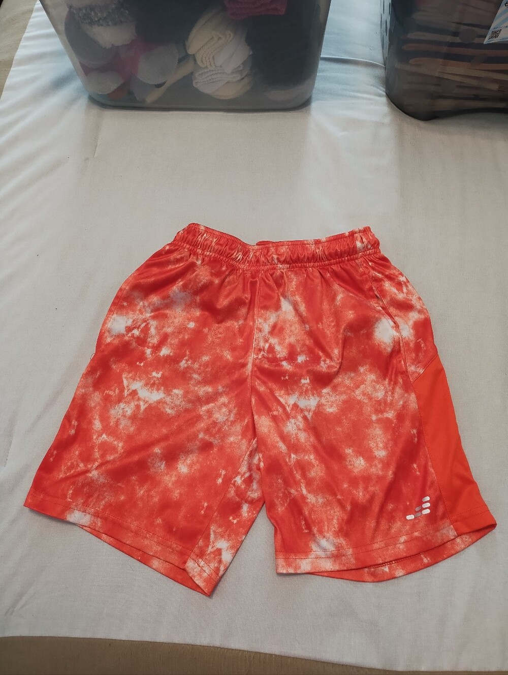5/$25 Boy's Athletic Tie-Dye Orange Performance Shorts